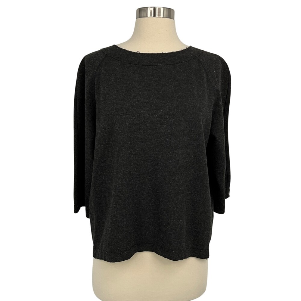 Kit and Ace Sweatshirt Top Womens 4 Gray 3/4 Sleeve Pleated Back Technical